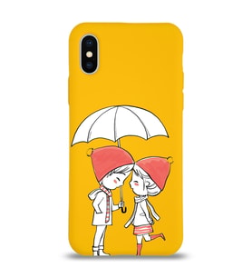 Apple iPhone XS Uyumlu Lansman Kılıf Aşk Tasarımlı İçi Kadife Kapak-Sarı (Şeffaf)