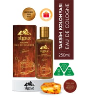 Ilgaz Taksim Kolonyası  Eau De Cologne Cam Şişe 250 ml  Türkiye Serisi Eski Ahşap ve Kehribar Kokusu