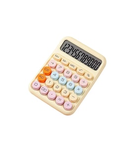 12 Haneli Geniş LCD Ekran Yuvarlak Düğme Sevimli Şeker Renkli Hesap Makinesi Sarı