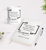 BK Gift Kişiye Özel İsimli Öğretmenler Günü Tasarımlı Defter Kalem Kupa Hediye Seti - 14, Öğretmene Hediye, Öğretmenler Günü