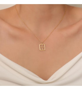 Kişiye Özel 925 Ayar Gümüş Zarif Kuzey Yıldızı Kolye (Gold)