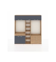 Arges Dolap 11 Raflı 4 Çekmeceli 2 Askılı 220x30x243 Çam-Antrasit/Çam