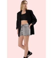 Kadın Yüksek Bel City Short Denim Şort Düz Desen Regular Boy Pamuklu Günlük Kullanım Hafta Sonu (Çok Renkli)
