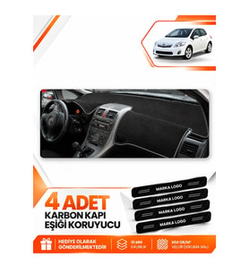 TOYOTA AURIS E150 (2006-2012) Uyumlu Ön Torpido Koruma Kılıfı Halısı - Siyah Gri