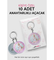 Yeni Doğan Bebek İçin Hoş Geldin Anahtarlık – Yuvarlak Açacaklı Fotoğraf Baskılı (Model 1)