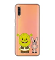 Samsung Galaxy A70 Uyumlu Shrek ve Eşek Tasarımlı Şeffaf Telefon Kılıfı