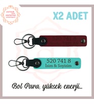 Turkuaz-Bordo, Adınıza Özel Bolluk Getiren Hediyelik x2 Anahtarlık 520 741 8 Manevi Denge ve Enerji (Çok Renkli)