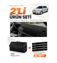 TOYOTA AVENSİS EKRANSIZ T250 (2003-2008) Uyumlu Torpido Örtüsü + Deri Bagaj Çantası Seti - Siyah