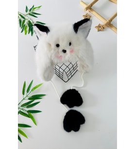Miniğimin Cicileri Peluş Kedi Kulaklı Sevimli Kız Çocuk Bere - Beyaz