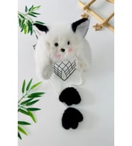 Miniğimin Cicileri Peluş Kedi Kulaklı Sevimli Kız Çocuk Bere - Beyaz