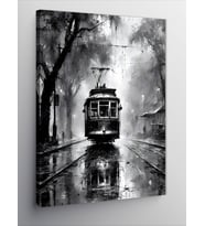 Kanvas Tablo Siyah Beyaz Tramvay