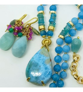 Larimar el yapımı kolye