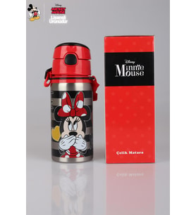 DEKOMUS İLE LİSANSLI MINNIE MOUSE ÇELİK MATARA 500 ML