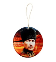 Kalpaklı Atatürk 15 Santimetre Füzyon Cam Duvar Süsü