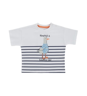 Civil Baby Martı Baskılı 3-12 Ay Tişört - Beyaz