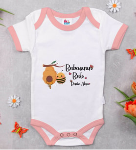 BK Kids Kişiye Özel Pembe Bebek Body Zıbın - Model 13