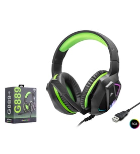 Kulaklik Usb Rgb - Si̇yah/Yeşil G889