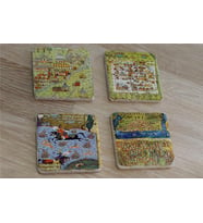Matrakçı Nasuh Minyatürleri Doğal Taş Bardak Altlığı 4'lü set - Natural Stone Coasters