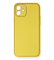 Durukar® iPhone 12 Kılıf Coco Deri Silikon Kapak - Sarı