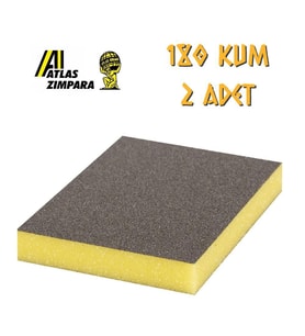 Atlas Sünger Zımpara - İnce 2 taraflı - 180 Kum - 2 Adet (Siyah-Sarı)