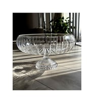 Kesme Kristal Yuvarlak Ayaklı Sunumluk Kase 24 Cm Salata Sunum Kasesi