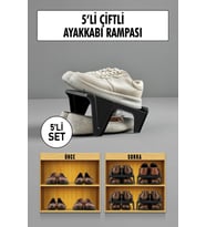 5 Li Set Çiftli Ayakkabı Rampası & Ayakkalık Düzenleyici & Organizer (Siyah)