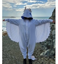 Işığın Öfkesi Ejderha Kostümü Yetişkin  Beyaz Ejderha Pijama Tulum Kostüm
