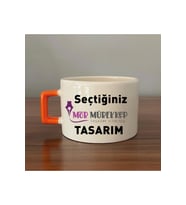 Seçtiğin Mor Mürekkep Tasarım & Isim Turuncu Kulplu C Fincan