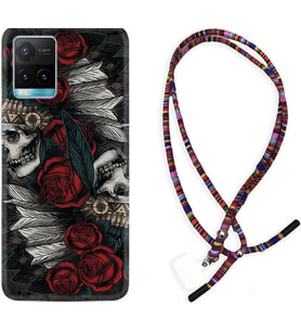 Vivo Y11S Y21S Y20 Y20S Y70 Kılıf Boyun Asklı Rasta Silikon Skull Rose 1673