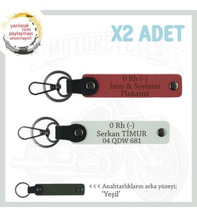 Hız Severlere Özel, İsim Plaka ve 0 Rh (-) Kan Grubu Yazılı x2 Anahtarlık Set, Nar Çiçeği-Beyaz-Ysl (Çok Renkli)