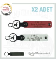 Hız Severlere Özel, İsim Plaka ve 0 Rh (-) Kan Grubu Yazılı x2 Anahtarlık Set, Nar Çiçeği-Beyaz-Ysl (Çok Renkli)