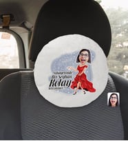 BK Gift Kişiye Özel İsimli Kadın Kolay Yetişmiyor Karikatürlü Yuvarlak Araç Koltuk Yastığı-1