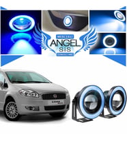 Fiat Linea Uyumlu, Universal Mercekli Led Angel Sis Farı, 76mm Buz Mavi Renk