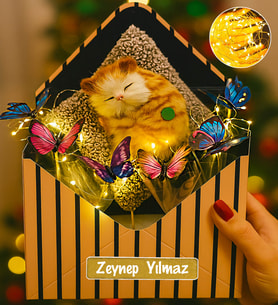 Kişiye Özel Sevgililer Günü Hediyesi Premium Kelebek Buketi Miyavlayan Sesli Peluş Kedi Buketi