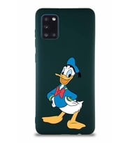 Samsung Galaxy A31 Soft Premier Kapak Donald Duck-C Tasarımlı Silikon Kılıf - Yeşil (Şeffaf)