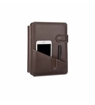 2K 2026 YENİ YIL Organizer Ajanda Telefon Kılıflı 15x21 4 Delikli Tarihli Çizgili Blok 4 Halkalı Rainbow Vegan 20x26 cm (KAHVE)