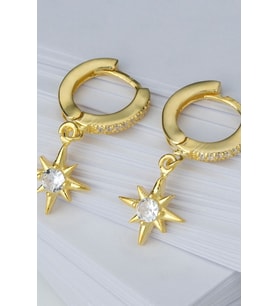 925 Ayar Sallantılı Yıldız Gold Gümüş Küpe