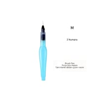 Fırça uçlu, brush pen, sulu boya, su ve mürekkep hazneli, boyama kalem mavi-M beden (Çok Renkli)