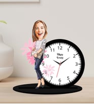 Kişiye Özel 8 Mart Dünya Kadınlar Günü Hediyesi Karikatür Ahşap Biblo Masa Saati