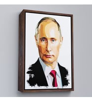 Çerçeveli Vladimir Putin - Rusya Devlet Başkanı Tablosu (Kahverengi)