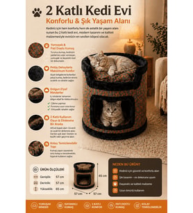 Miyusa 2 Katlı Kedi Evi – Modern, Konforlu ve Şık Kedi Yuvası
