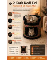Miyusa 2 Katlı Kedi Evi – Modern, Konforlu ve Şık Kedi Yuvası