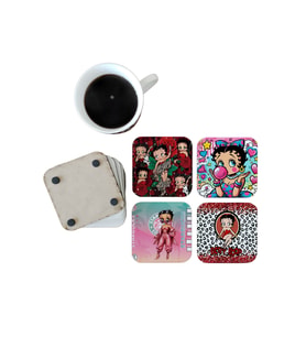 Ghostbastır Design Betty Boop Dekoratif Ahşap Bardak Altlığı Seti 0116