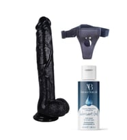 Belden Bağlamalı Kayganlaştırıcı Set Noctis 30cm Siyah Dildo No:39