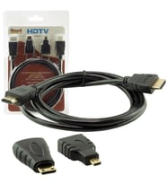 PM-6285 Plastik 1.5 Metre Siyah 3in1 Set HDMI Kablo (HDMI+Micro HDMI+Mini HDMI)