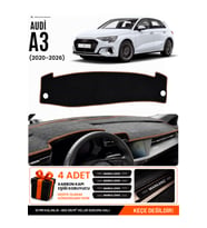 e-biz AUDİ A3 (2020-2026) Uyumlu Torpido Koruma, Torpido Örtüsü, Torpido Kılıfı - Siyah-Kahverengi - AU008