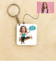 Sporcu Pilates Fitness Karikatürlü Kişiye Özel Anahtarlık