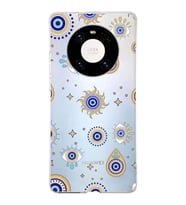 PrintiFy Huawei Mate 40 Pro ile Uyumlu 1mm Slim Fit Nazar Boncuğu 5 Baskılı Şeffaf  Kılıf