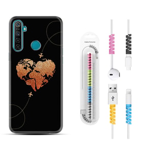 Realme 5i 5 Pro 6i 7 Pro 8 Kılıf Kablo Koruma Spiral Silikon Plane Heart 1721