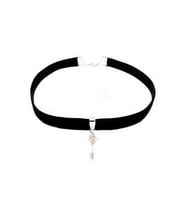 Siyah Renk Kadife Kadın Anahtar Choker Kolye